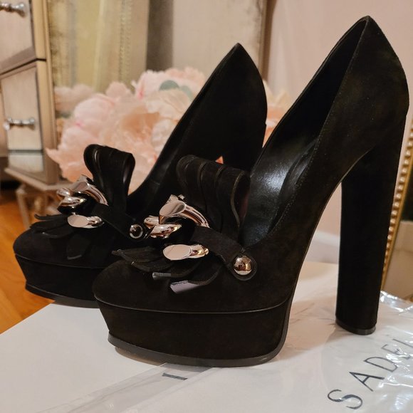 CASADEI Embellished  Platform Pumps In Black size 37 - Picture 6 of 16